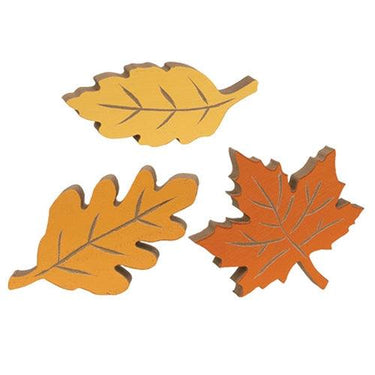 3 Set Carved Wooden Fall Leaves Sitters - The Fox Decor